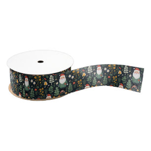 Festive Santa Pattern Grosgrain Ribbon