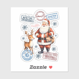 Festive Santa & Reindeer Stickers