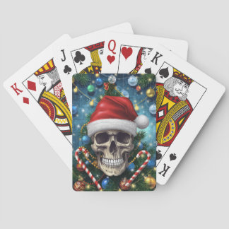 Festive Santa Skull Playing Cards