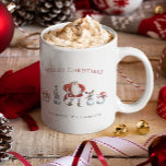 Festive santa snowmen  watercolor christmas  coffee mug<br><div class="desc">Add you family name or a persons name to create cute personalized mug featuring one watercolor painted santa and four funny snowmen on a creamy background. if you need any help with this design please contact me through my zazzle store messenger , willow spring stusio and i will be happy...</div>