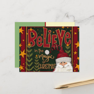 Festive Santa Stars Believe Inspirivity Postcard