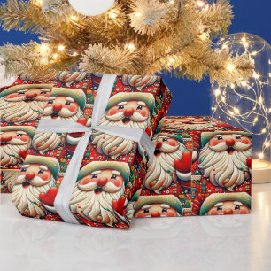 Festive Santa with Bright Colours and Toys Wrapping Paper