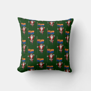 Festive Santa With Ensign Of Arizona Throw Pillow