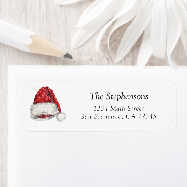 Festive Santa's Hat Christmas Tree Return Address (En situation)