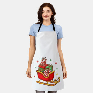 Festive Santa's Sleigh Full of Christmas Presents Apron