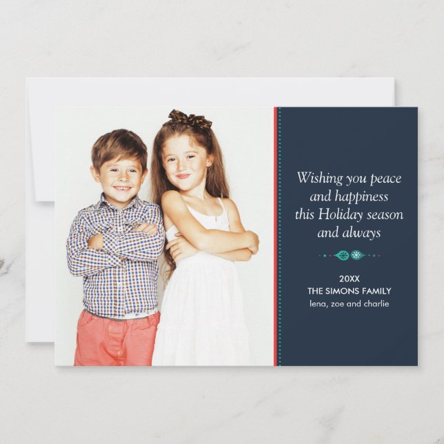 Festive Scandinavian Folk Art Holiday Photo Card (Front)