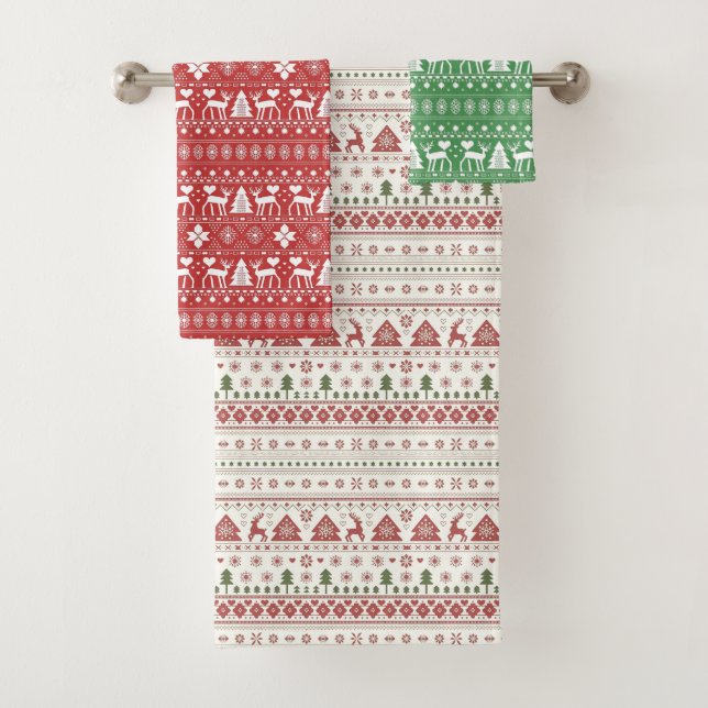 Festive Scandinavian Nordic Christmas Towel Set (Insitu)