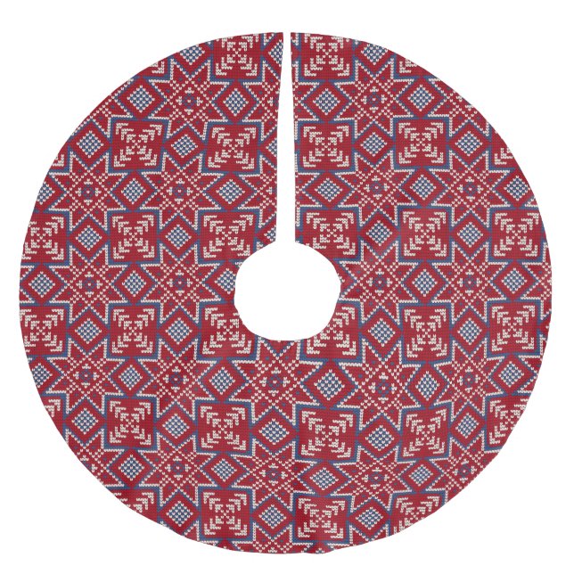 Festive Scandinavian Sweater Pattern Brushed Polyester Tree Skirt (Front)