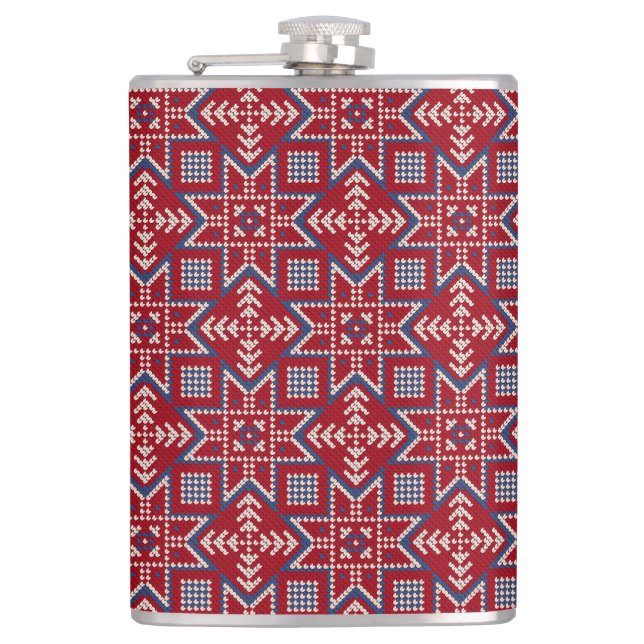 Festive Scandinavian Sweater Pattern Hip Flask (Front)