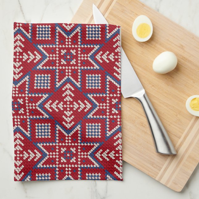 Festive Scandinavian Sweater Pattern  Kitchen Towel (Quarter Fold)