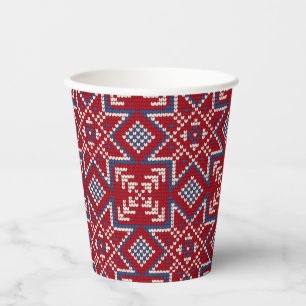 Festive Scandinavian Sweater Pattern Paper Cups