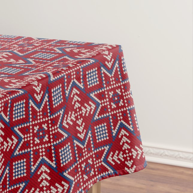Festive Scandinavian Sweater Pattern Tablecloth (In Situ)