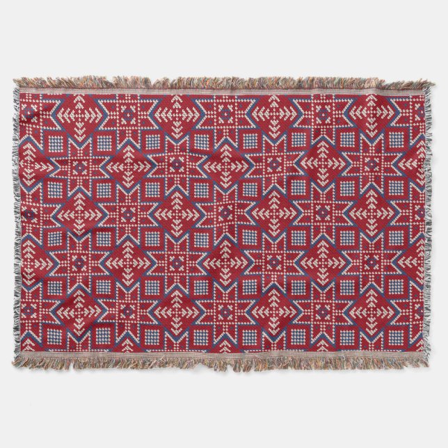 Festive Scandinavian Sweater Pattern Throw Blanket (Front)
