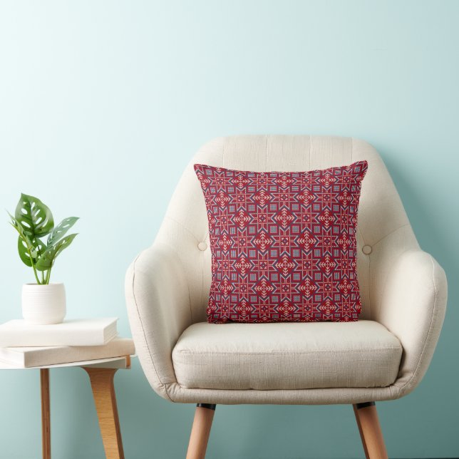 Festive Scandinavian Sweater Pattern Throw Pillow (Chair)