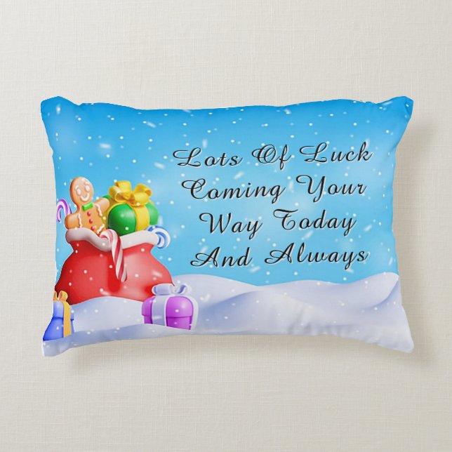 Festive Scene with Gifts, Candy Canes Accent Pillow (Front)