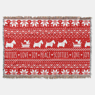 Festive Scottie Dogs Christmas   Scottish Terriers Throw Blanket