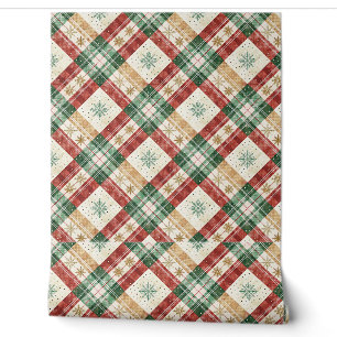 Festive Scottish Tartan Plaid Holiday Pattern Art Wallpaper