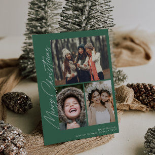 Festive script merry christmas holiday card