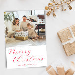 Festive Script Red Simple Merry Christmas Photo Holiday Card<br><div class="desc">Festive Script Red Simple Merry Christmas Photo Holiday Card</div>