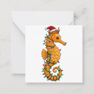 Festive Seahorse Wearing a Santa Hat for a Magical Card