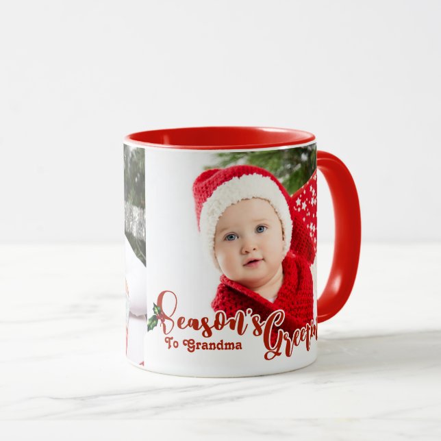 Festive Season's Greetings Calligraphy 2 Photo Mug (Front Right)