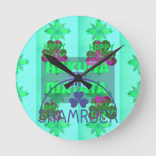 Festive Shamrock Captivating St. Patrick's Floral Round Clock