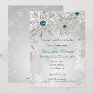 Festive Silver aqua Corporate Holiday party Invite
