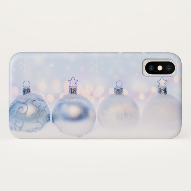 Festive Silver Christmas Balls on Snow Case-Mate iPhone Case (Back (Horizontal))