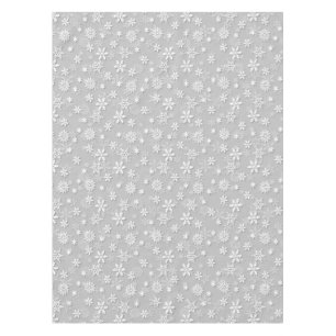 Festive Silver Grey and White Christmas Snow Tablecloth