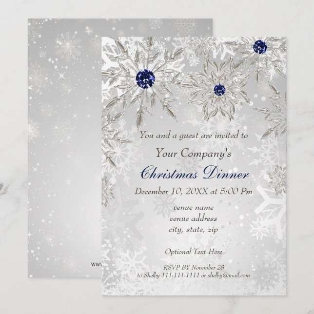Festive Silver Marine Entreprise Fête Invitation (Devant / Derrière)