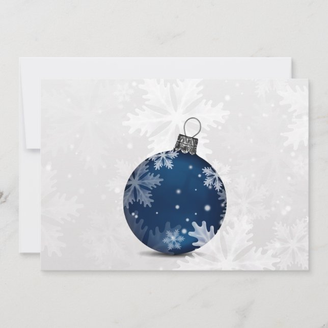 festive silver navy blue Christmas holidays card (Front)