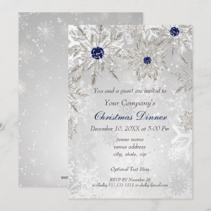 Festive Silver navy Corporate Holiday party Invite