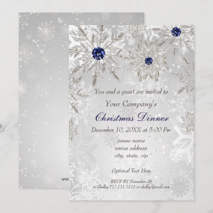 Festive Silver Navy Invitation de fête