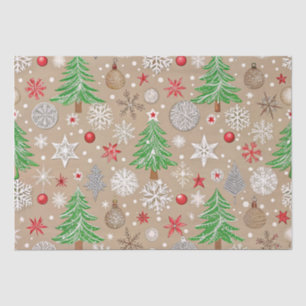 Festive Silvery Kraft Christmas Wrapping Paper