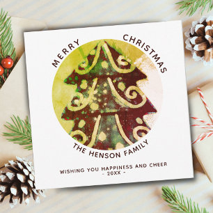 Festive Simple Christmas Tree Artistic Family  Holiday Card