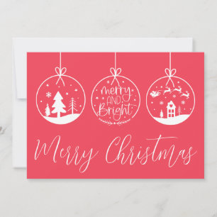 Festive Simple Merry Bright Christmas Holiday Card