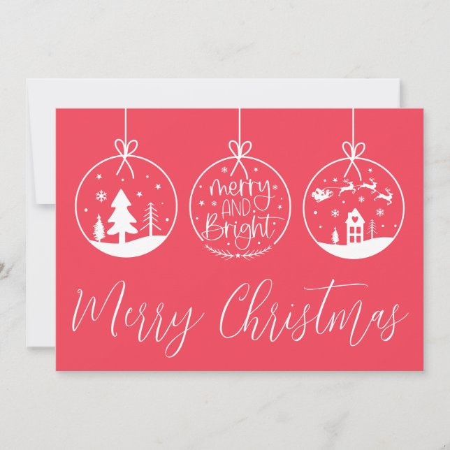 Festive Simple Merry Bright Christmas Holiday Card (Front)
