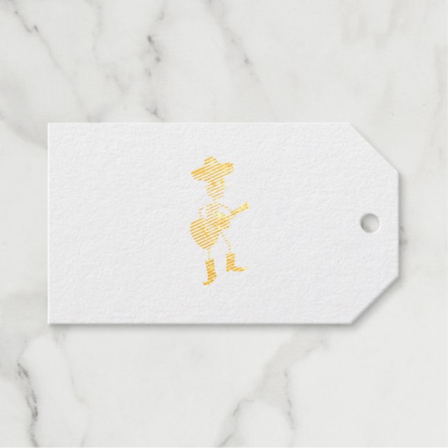 Festive Skeleton Guitar Player Gift Tags (Front (Horizontal))