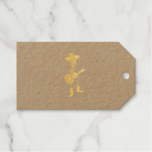 Festive Skeleton Guitar Player Gift Tags
