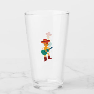 Festive Skeleton Guitar Player Glass