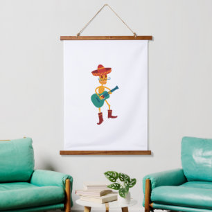Festive Skeleton Guitar Player Hanging Tapestry