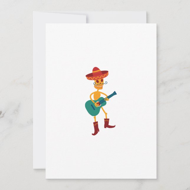 Festive Skeleton Guitar Player Holiday Card (Front)