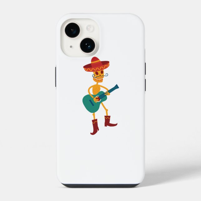 Festive Skeleton Guitar Player iPhone Case (Back)