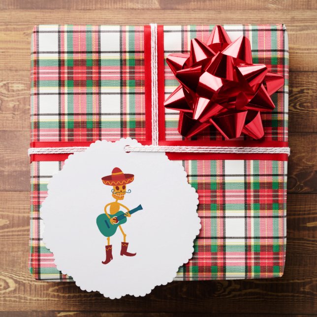 Festive Skeleton Guitar Player Ornament Card (Insitu (Gift))