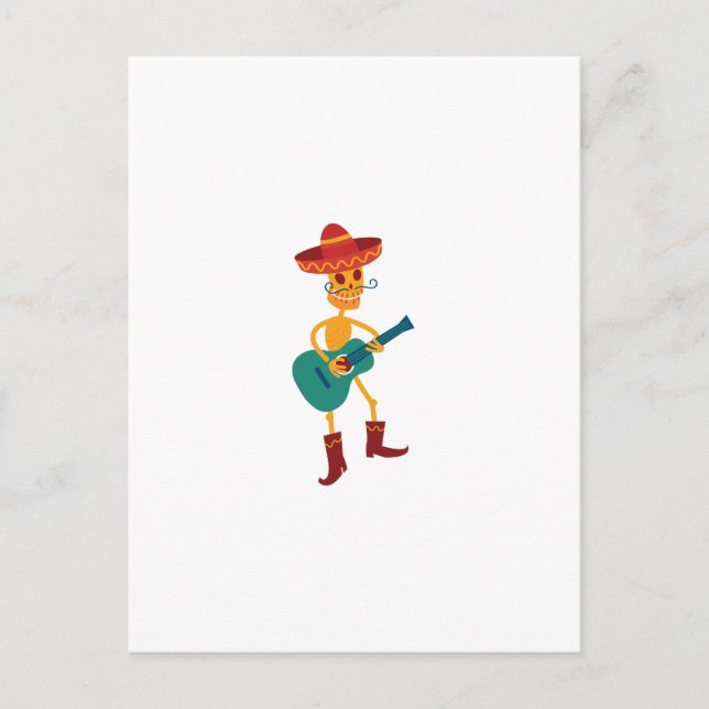 Festive Skeleton Guitar Player Postcard (Front)