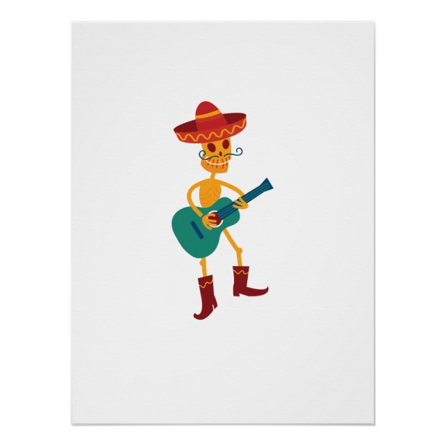 Festive Skeleton Guitar Player Poster (Front)