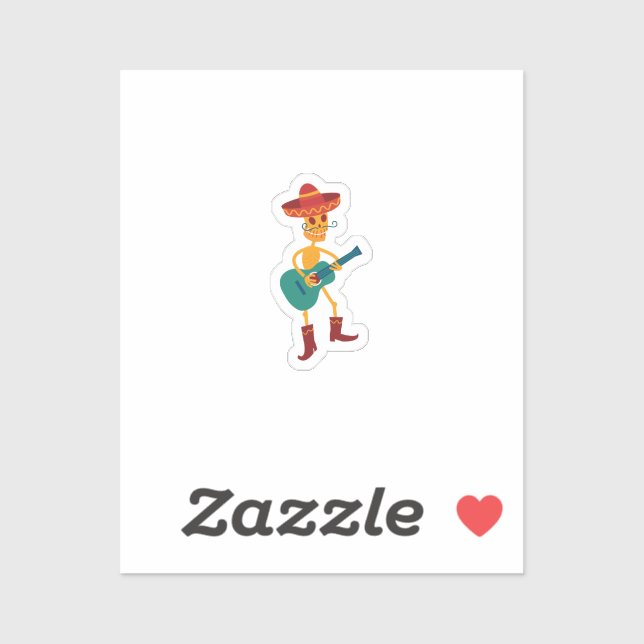 Festive Skeleton Guitar Player Sticker (Sheet)