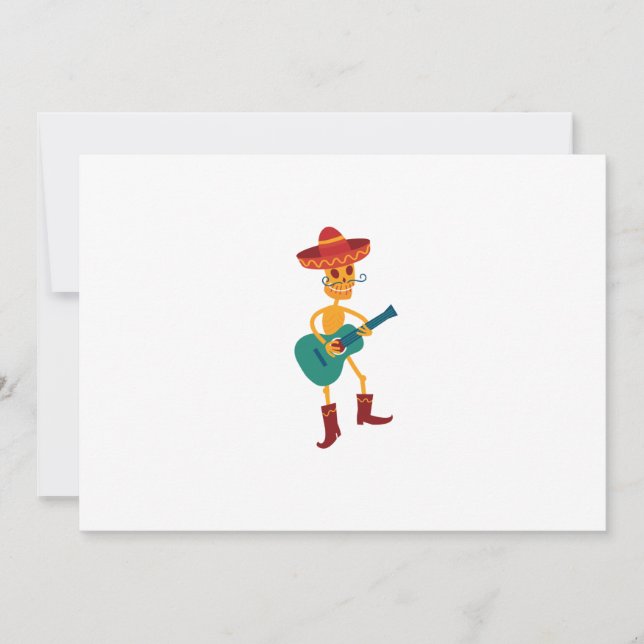 Festive Skeleton Guitar Player Thank You Card (Front)