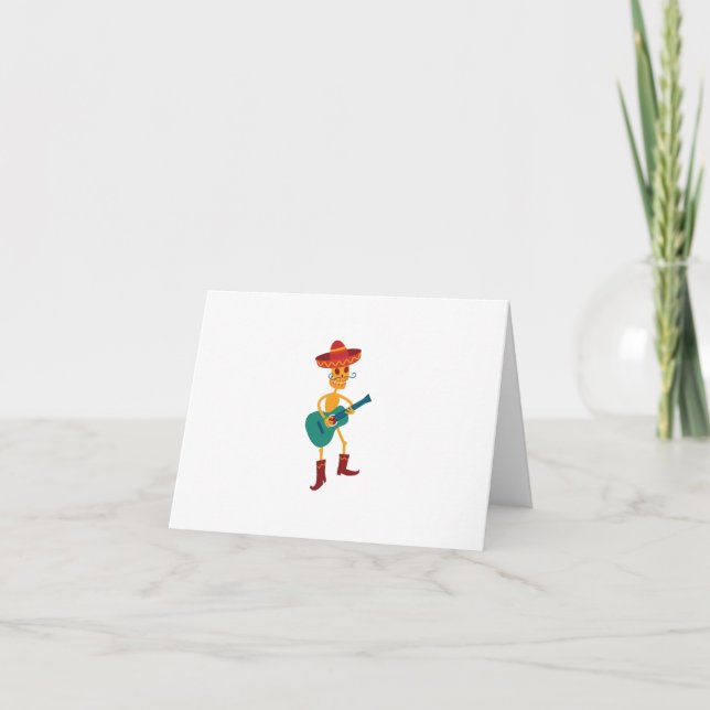 Festive Skeleton Guitar Player Thank You Card (Front)