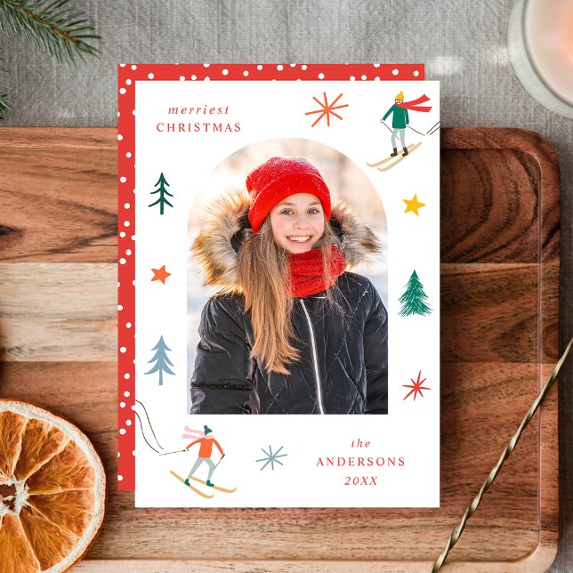 Festive Skiers Photo Holiday Card (Creator Uploaded)